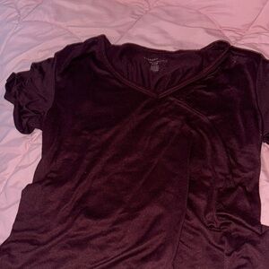 American Eagle Outfitters Red Wrap Short Sleeve Tee